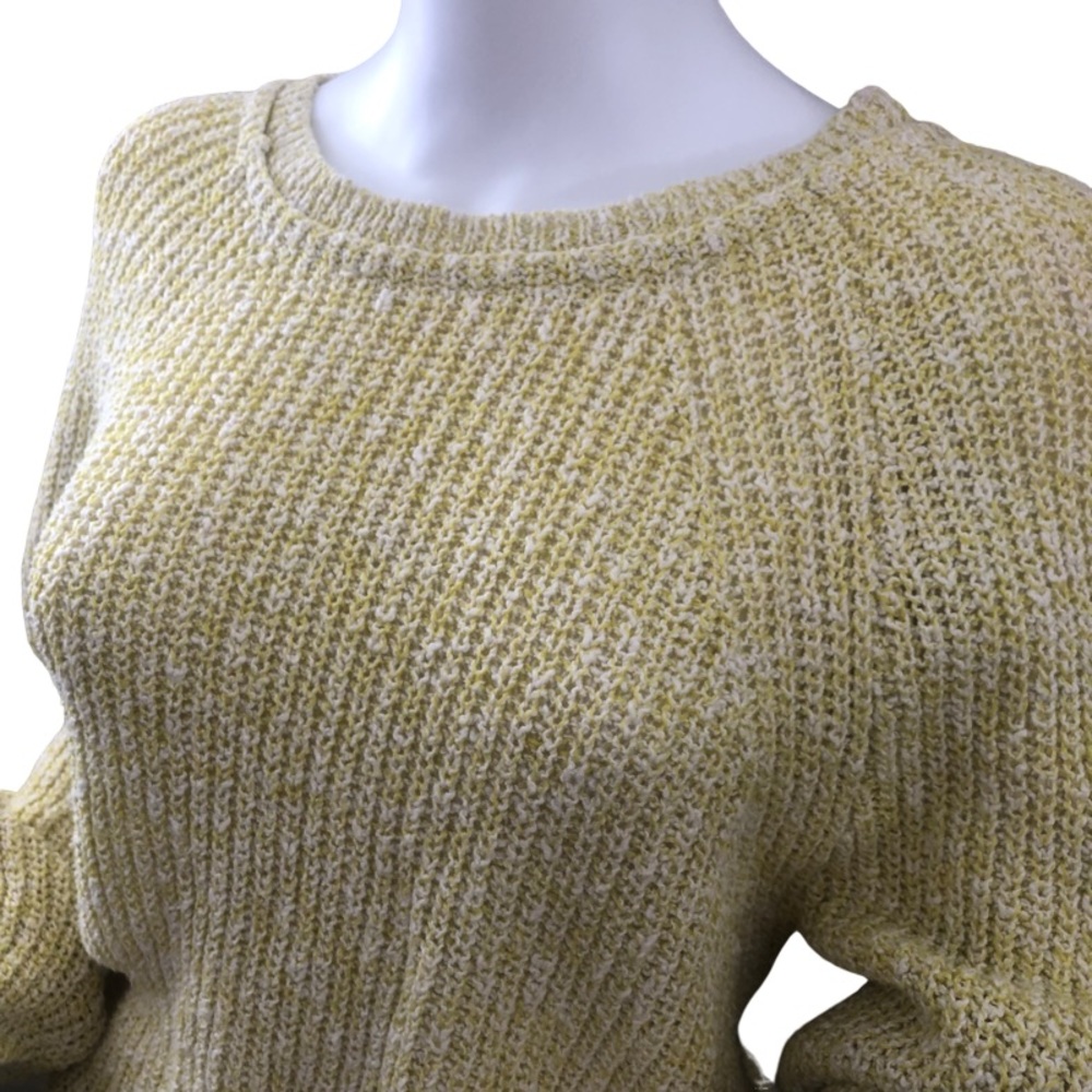 FREE PEOPLE Electric City Pullover Sweater Butter Yellow Linen Blend Knit Medium - Picture 5 of 9